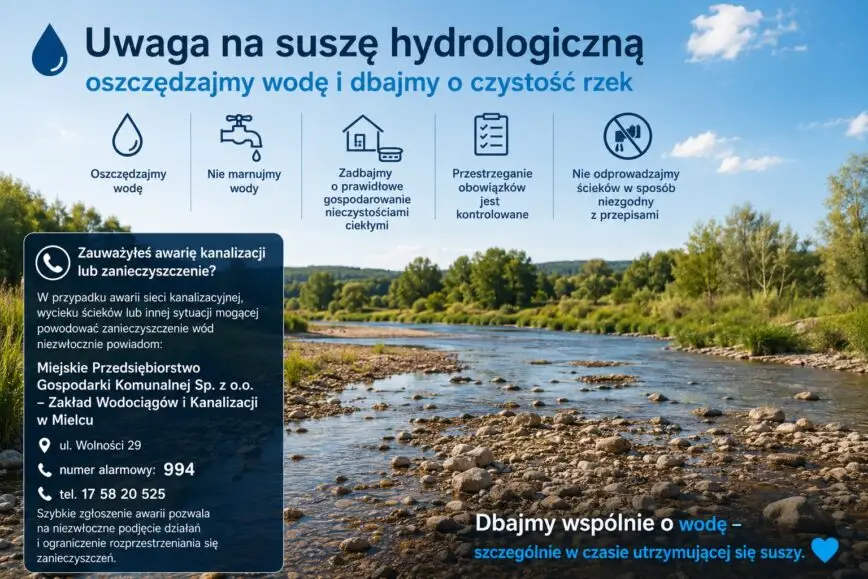 Apel o oszczędzanie wody oraz prawidłowe gospodarowanie nieczystościami w Podkarpaciu