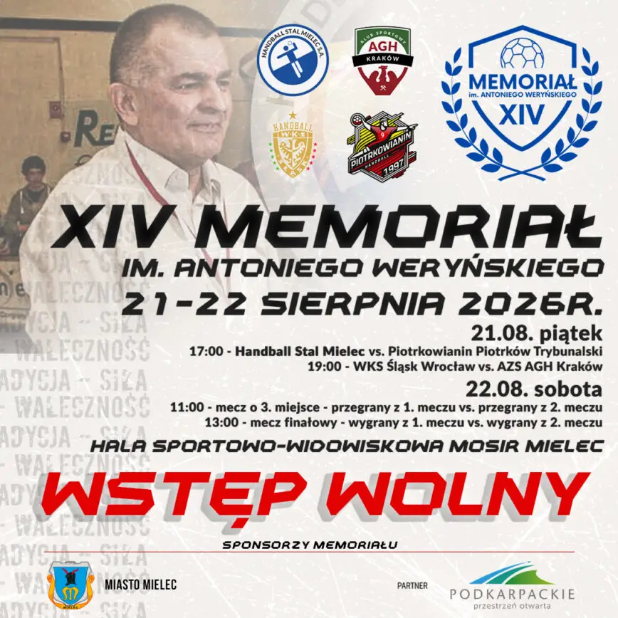 XIV Memoriał im. Antoniego Weryńskiego w piłce ręcznej zaplanowany na 21 i 22 sierpnia