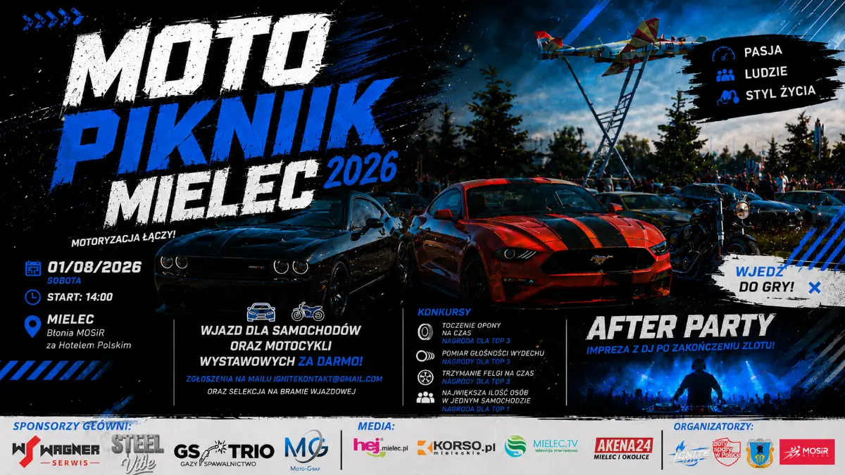 Moto Piknik Mielec 2026 na Błoniach MOSiR odbędzie się 1 sierpnia