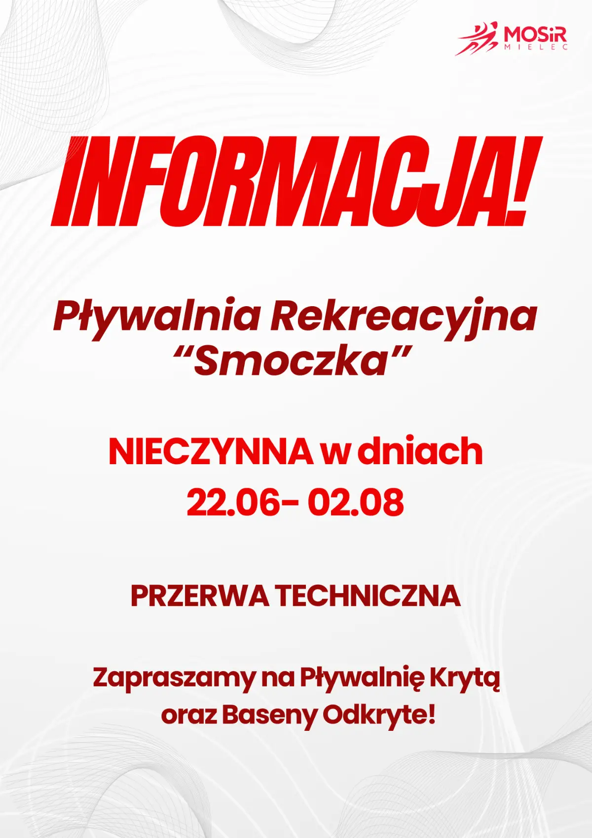 Informacje o dostępności pływalni
