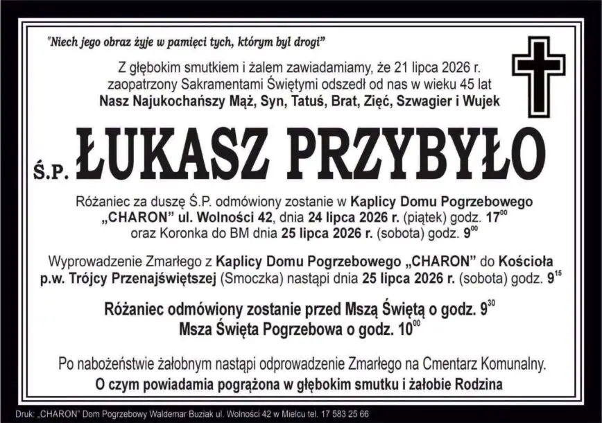 Pogrzeb Łukasza Przybyło w sobotę